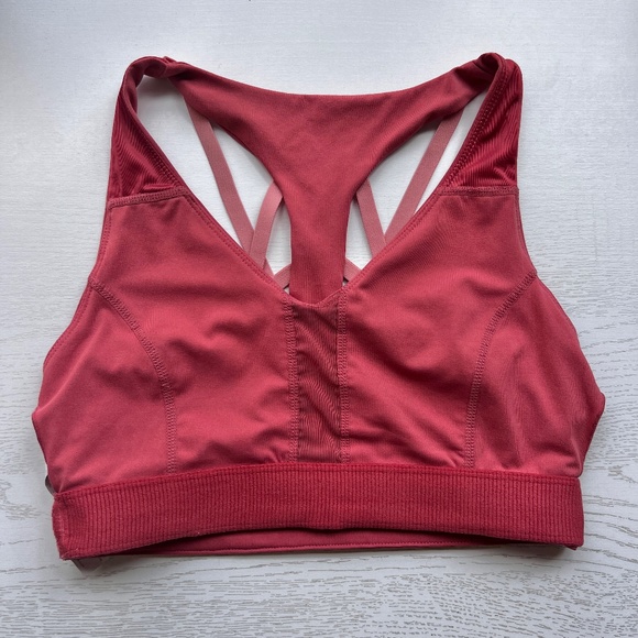Fabletics High Impact Sports Bra Strappy Criss Cross Back Dusty Cedar Blossom - Picture 7 of 12